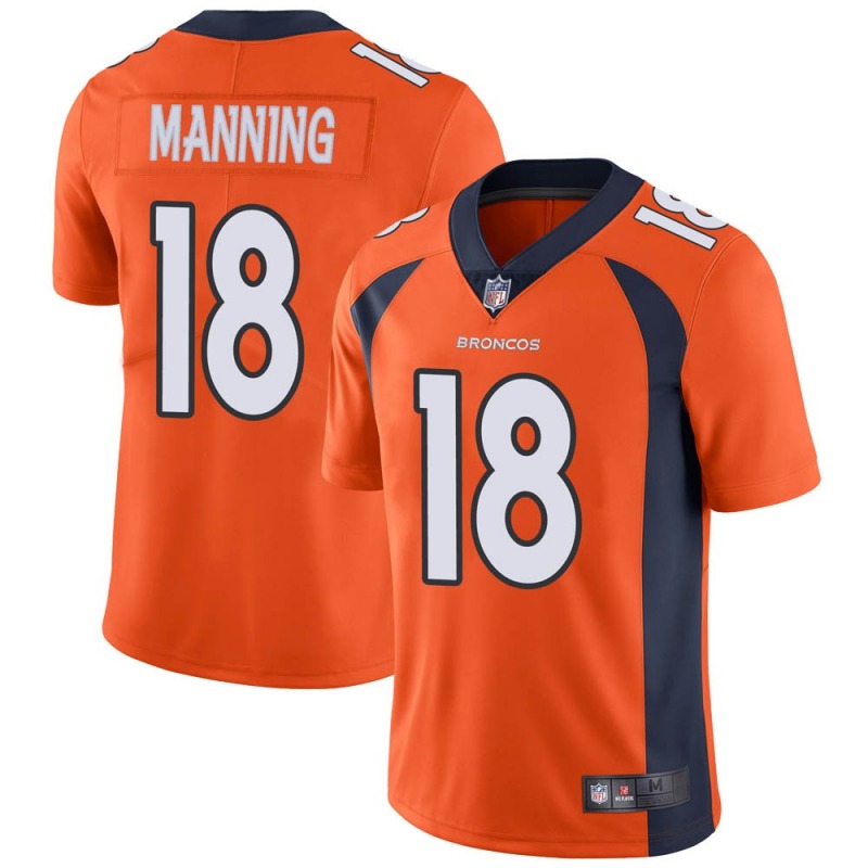 Men's Denver Broncos #18 Peyton Manning Orange Vapor Untouchable Limited Stitched NFL Jersey
